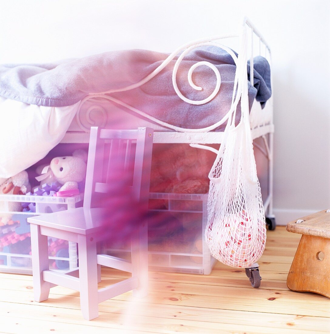 Child's bed with old metal frame