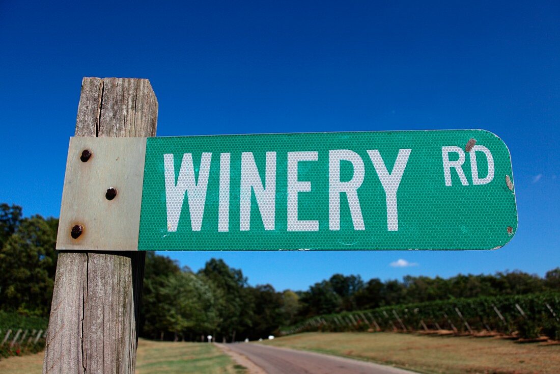 Weinschild in Barboursville, Virginia, USA