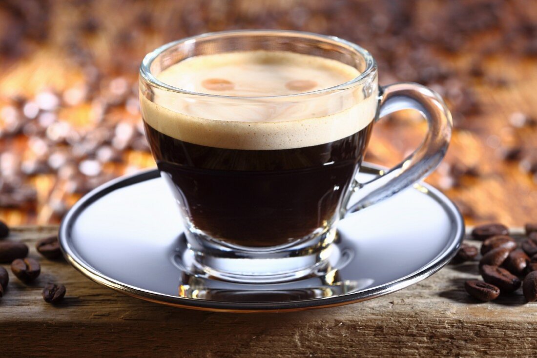 Espresso in glass cup