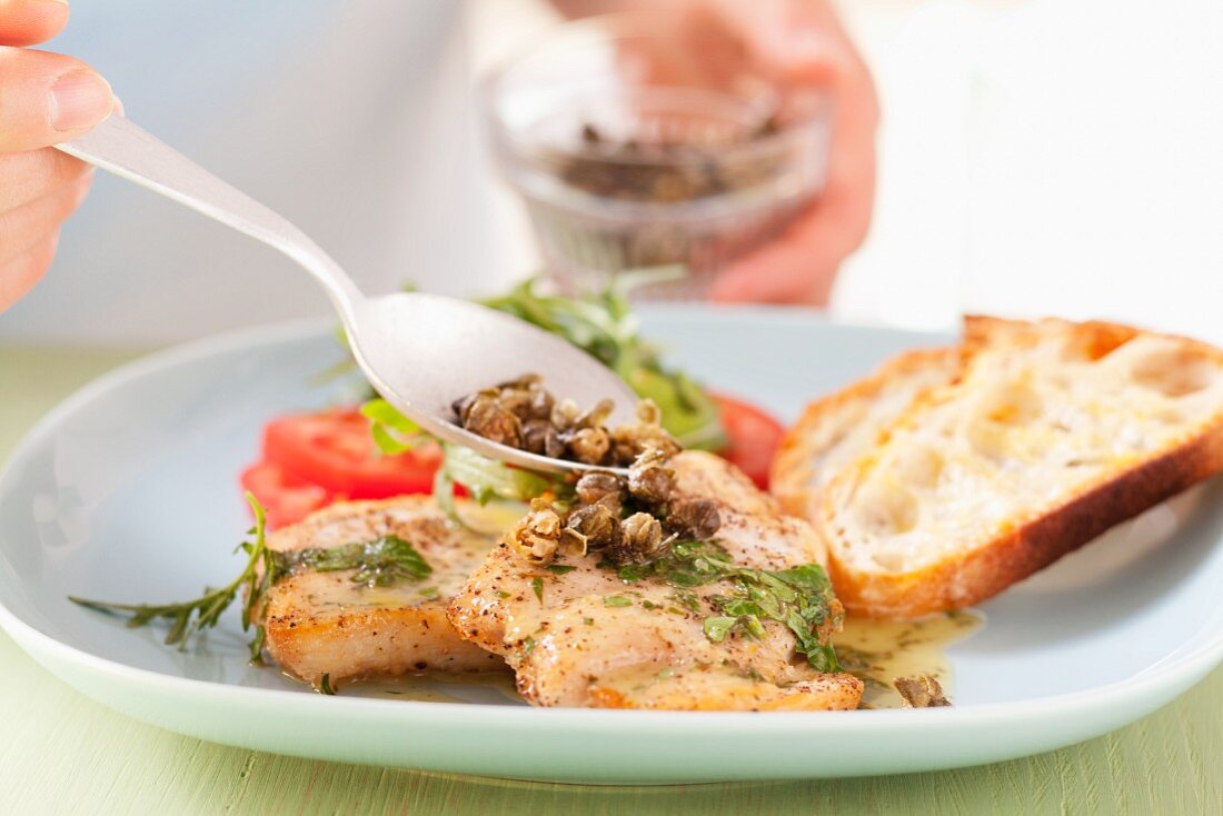Chicken escalope with capers