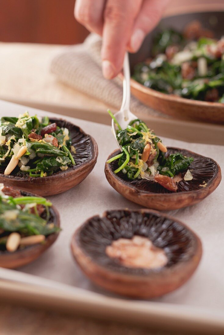 Stuffing Portobello mushrooms