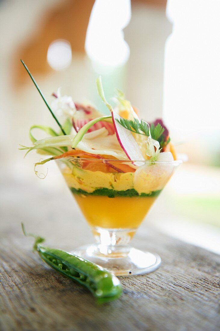 Jelly with herbs, mayonnaise and vegetables