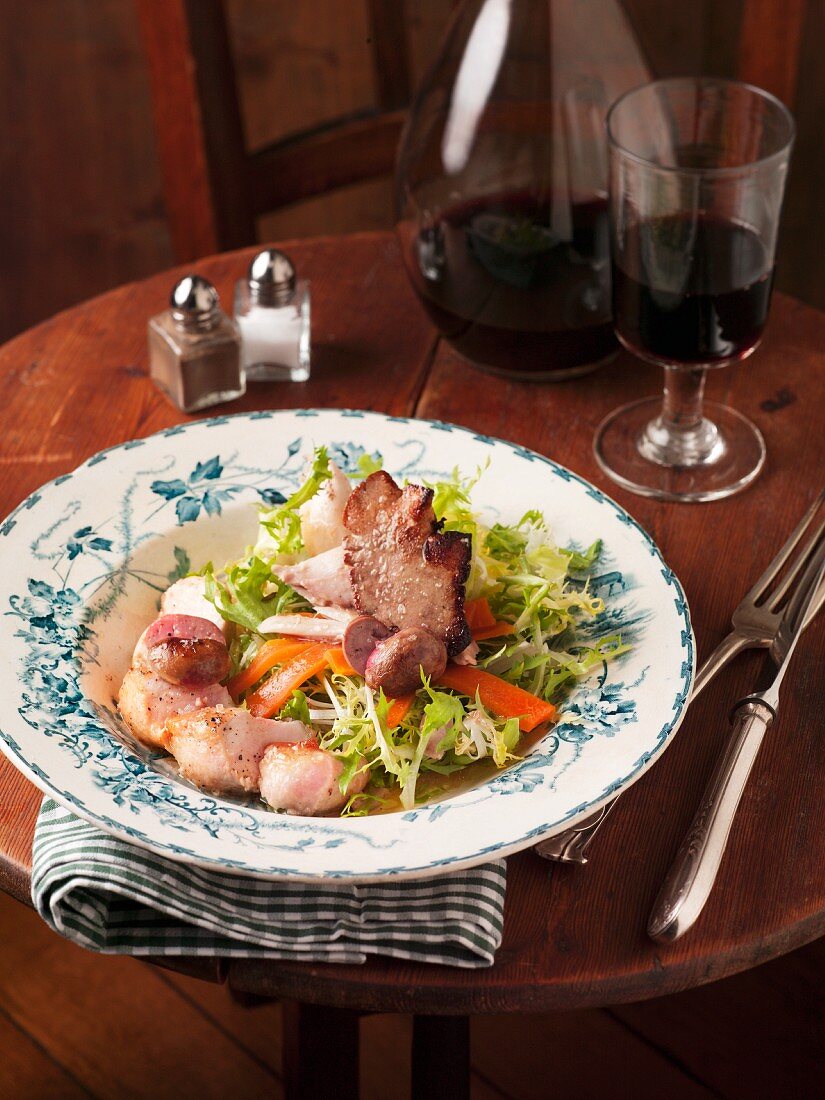 Rabbit salad with mushrooms and carrots