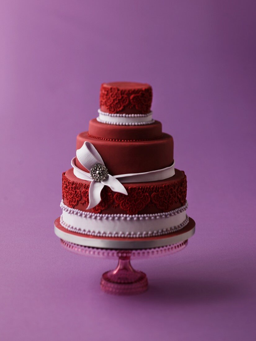 Dark red wedding cake