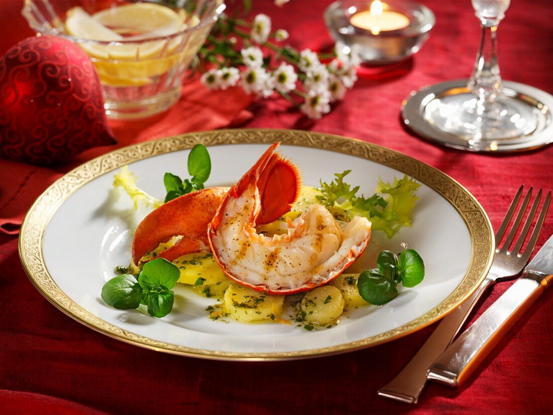 Lobster on a bed of parsley potatoes