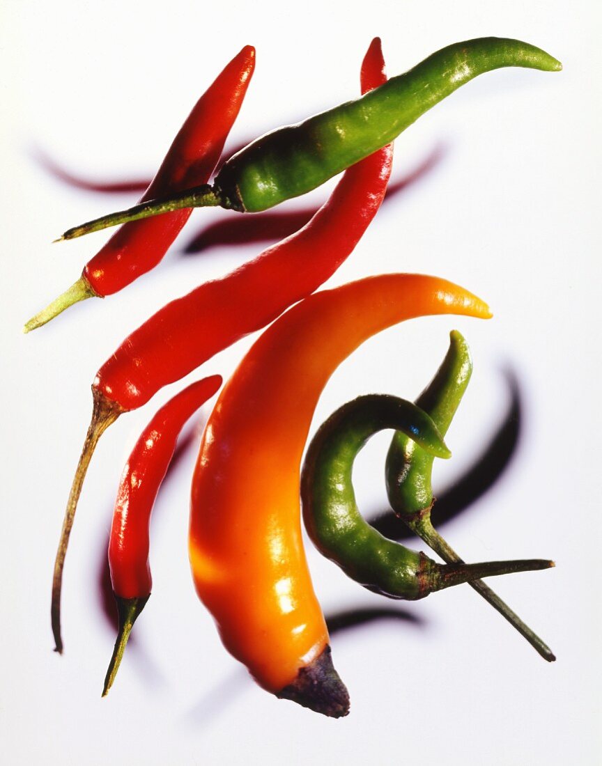 Lots of chili peppers (red, green, orange)