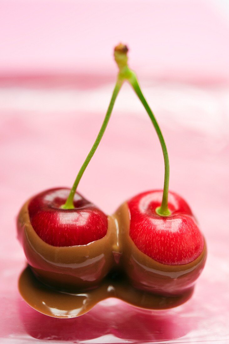 Pair of cherries -- dipped in chocolate