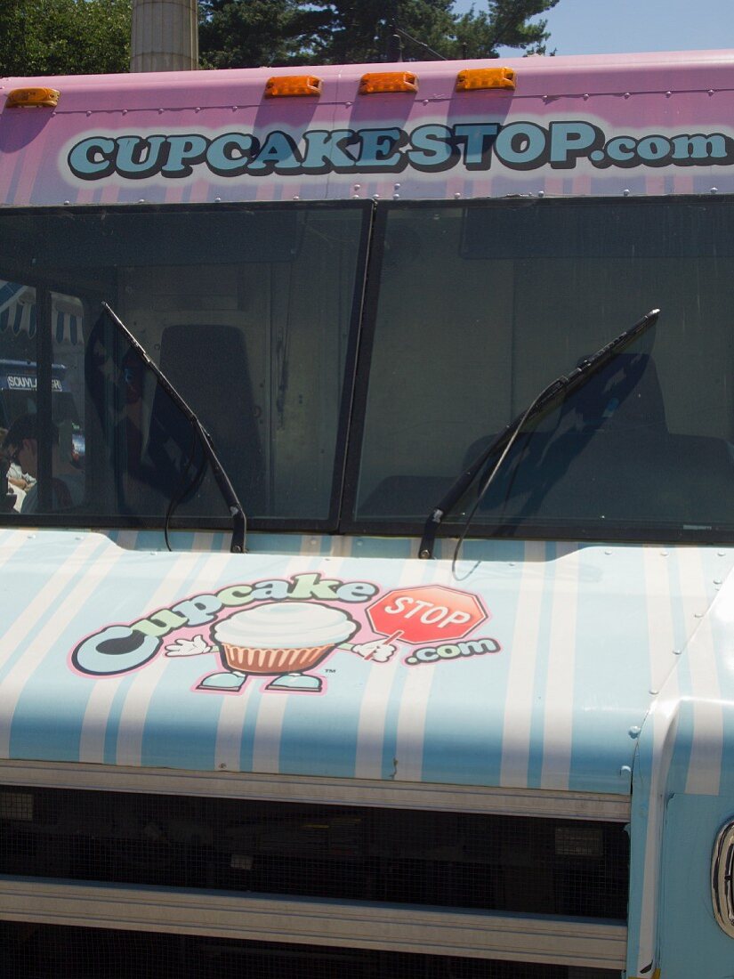 Cupcake-Lastwagen bei der Food Truck Rally in Grand Army Plaza, Brooklyn, NY