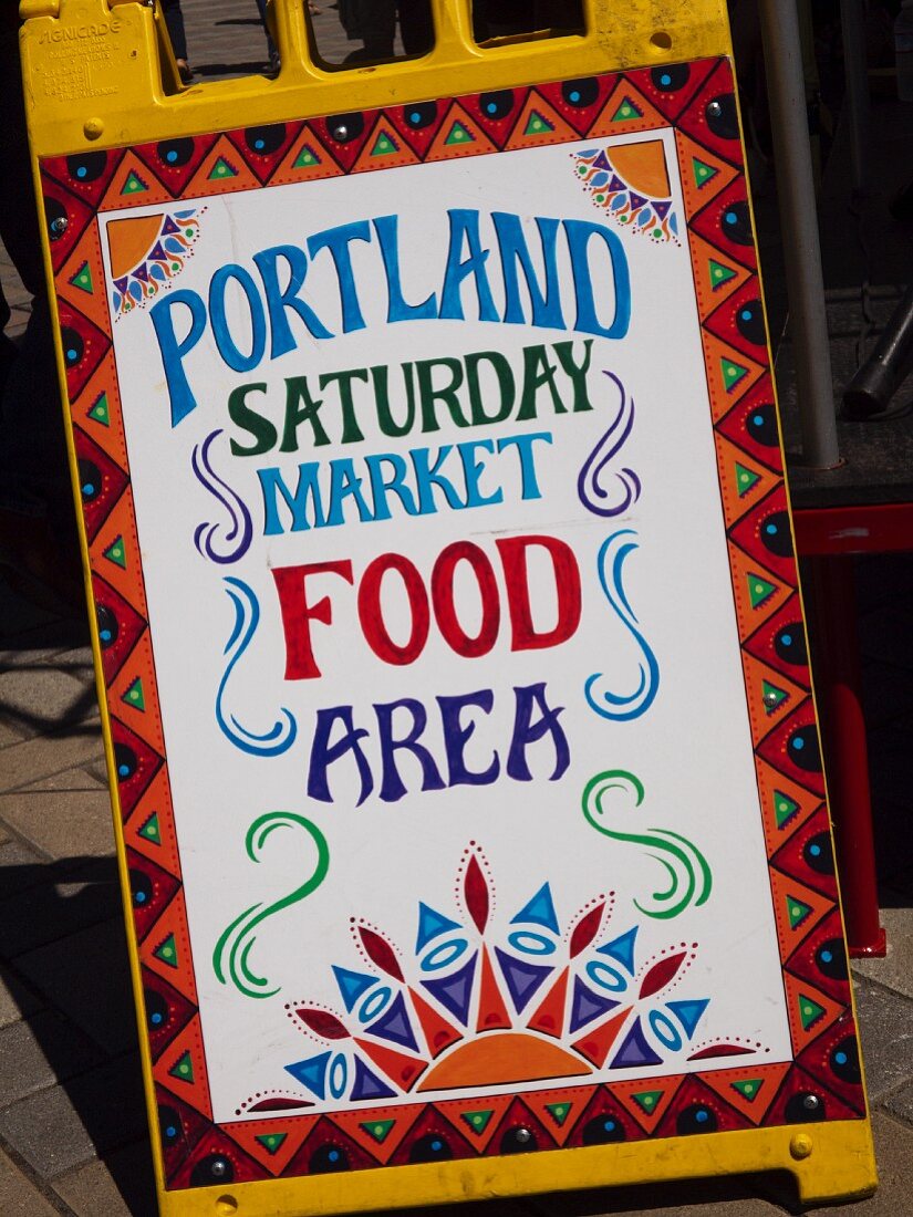 Marktschild in Portland, Oregon
