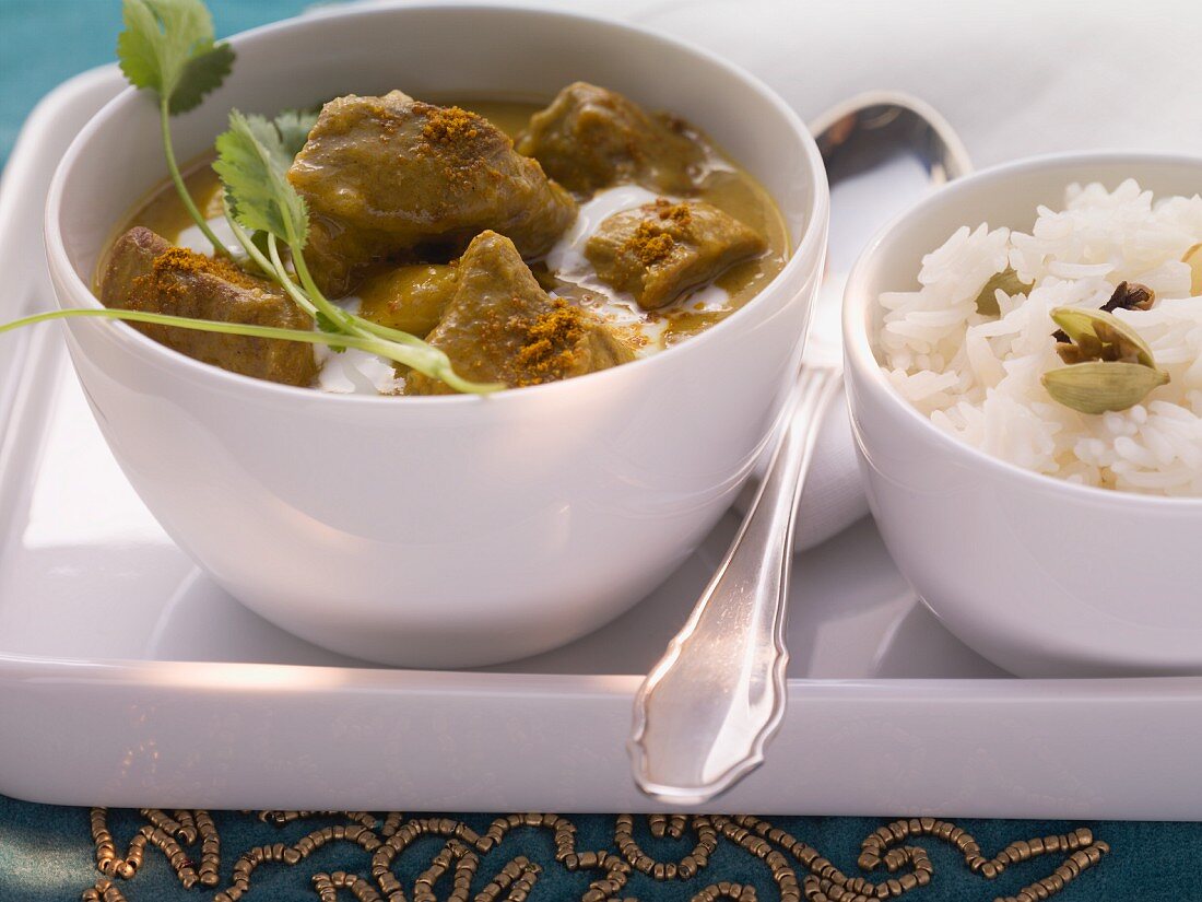 Lamb curry and rice