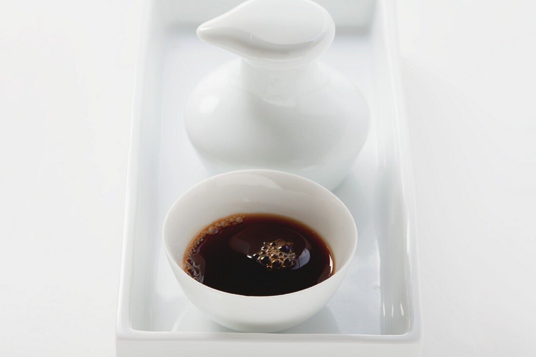 Small bowl of soy sauce