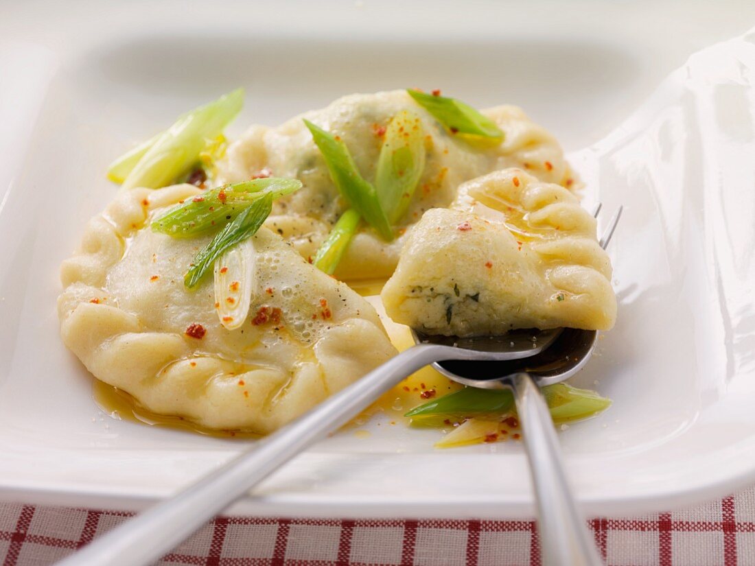 Kärntner Nudeln (Austrian ravioli) with quark and potato filling