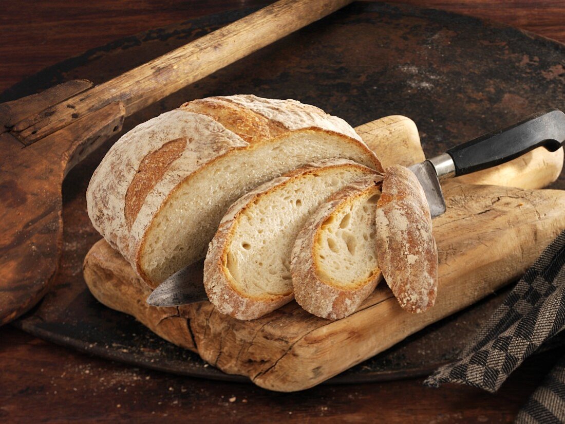 Cut wheat loaf with oats