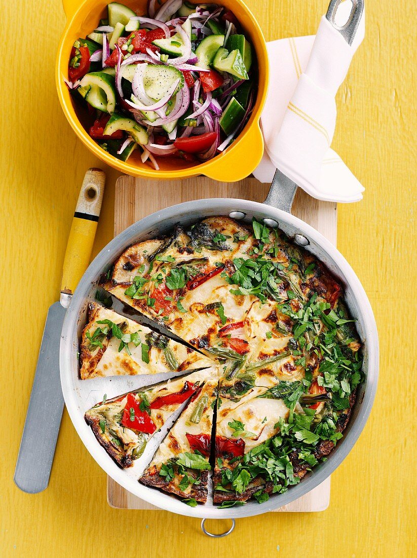 Spanish omelette with tomato salsa