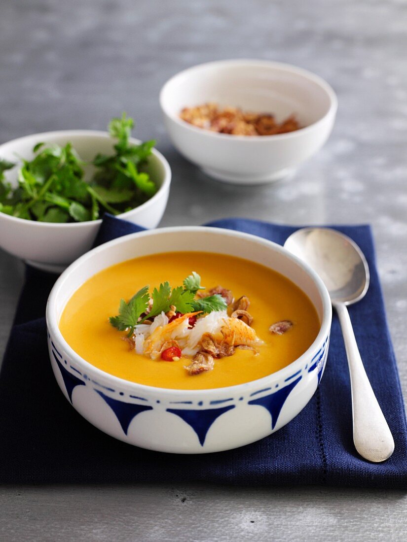 Thai pumpkin soup with crab