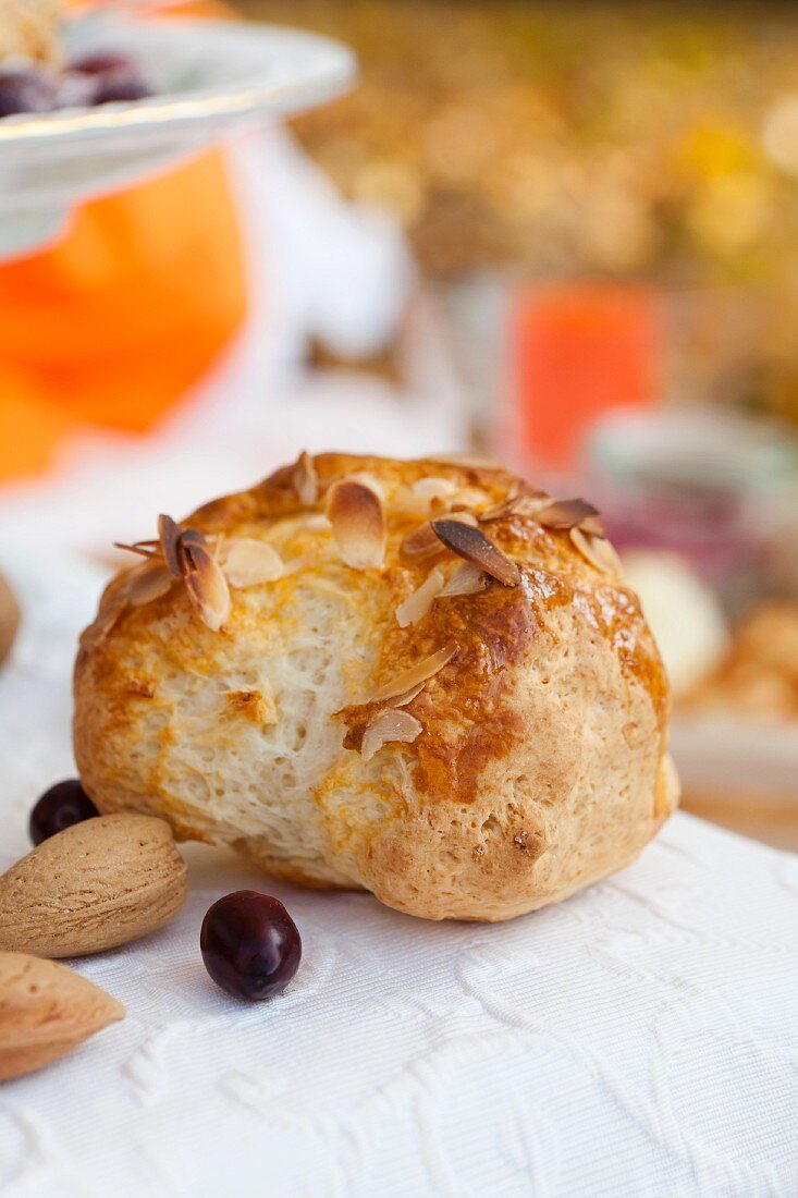 Almond bun for autumn picnic