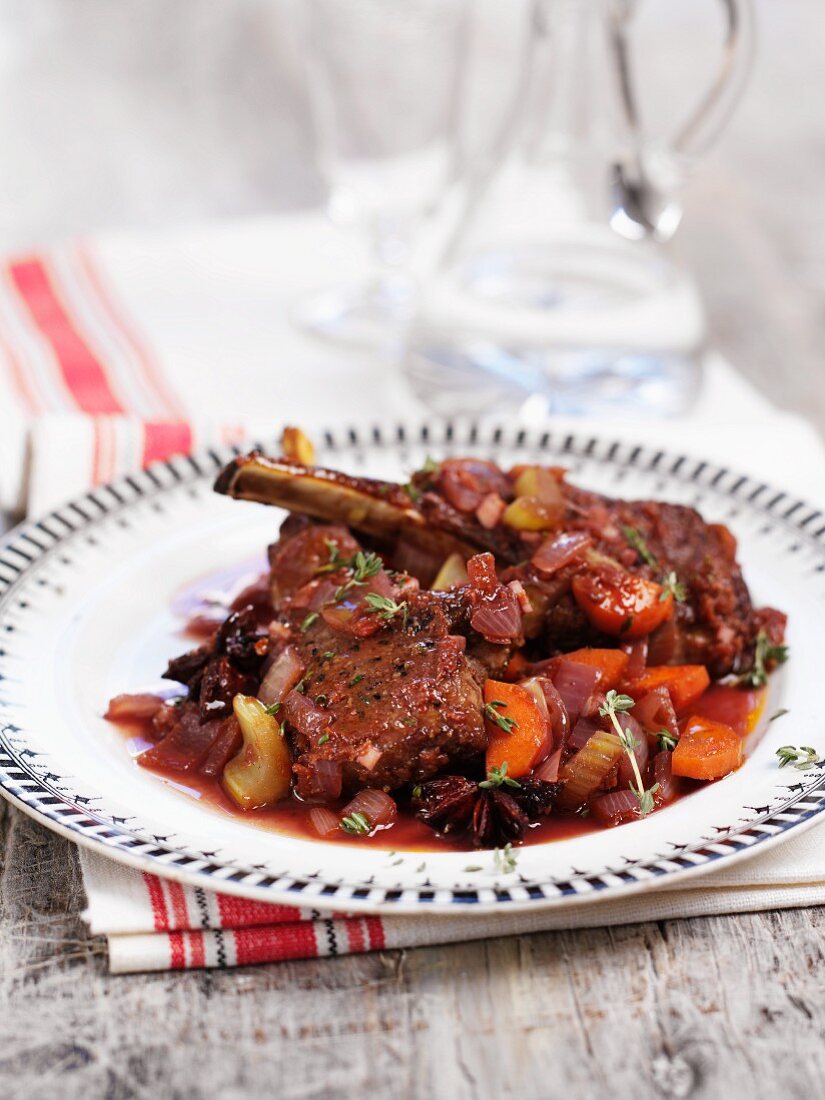 Beef ribs braised in red wine