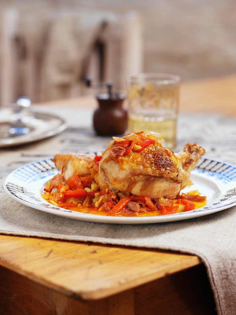 Chicken with tomatoes and peppers