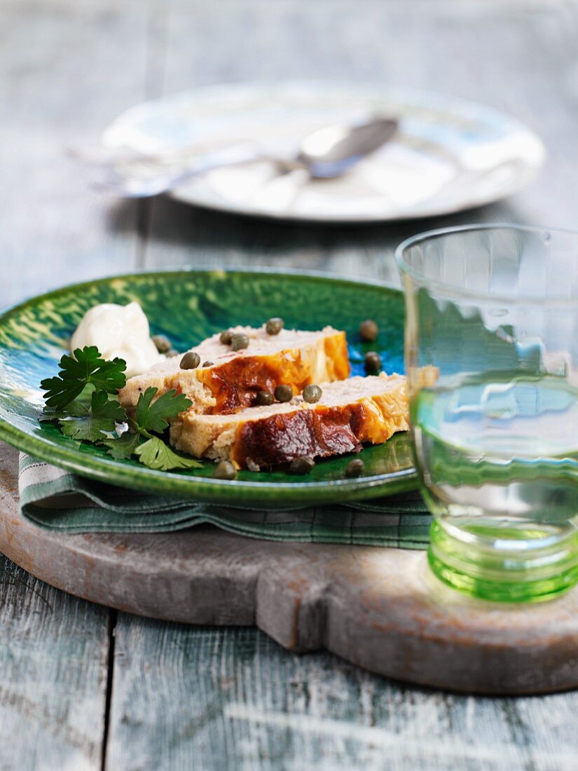 Cold fish meatloaf with capers