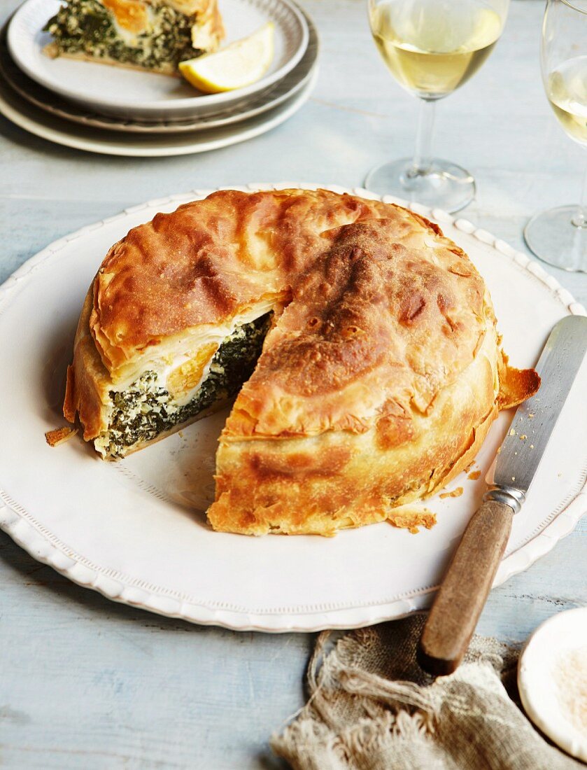 Torta pasqualina (Easter cake with spinach and eggs, Italy)