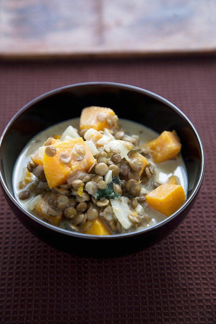 Bowl of Butternut and Lentil Curry