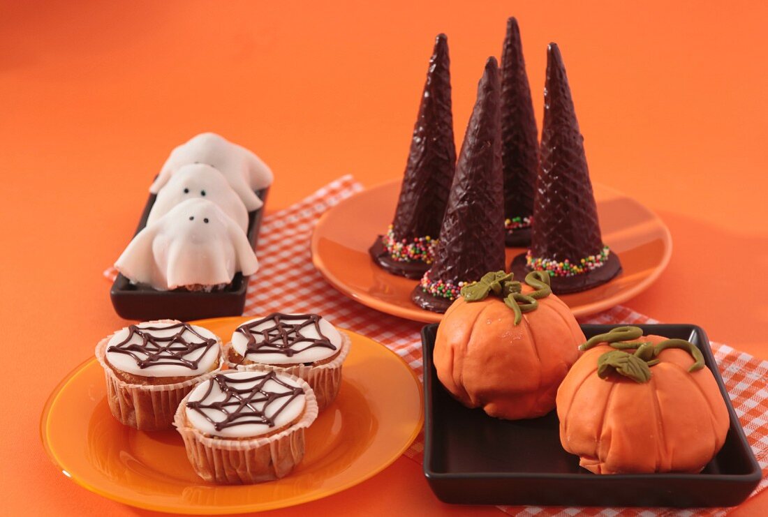 Assorted baked goods for a Halloween party