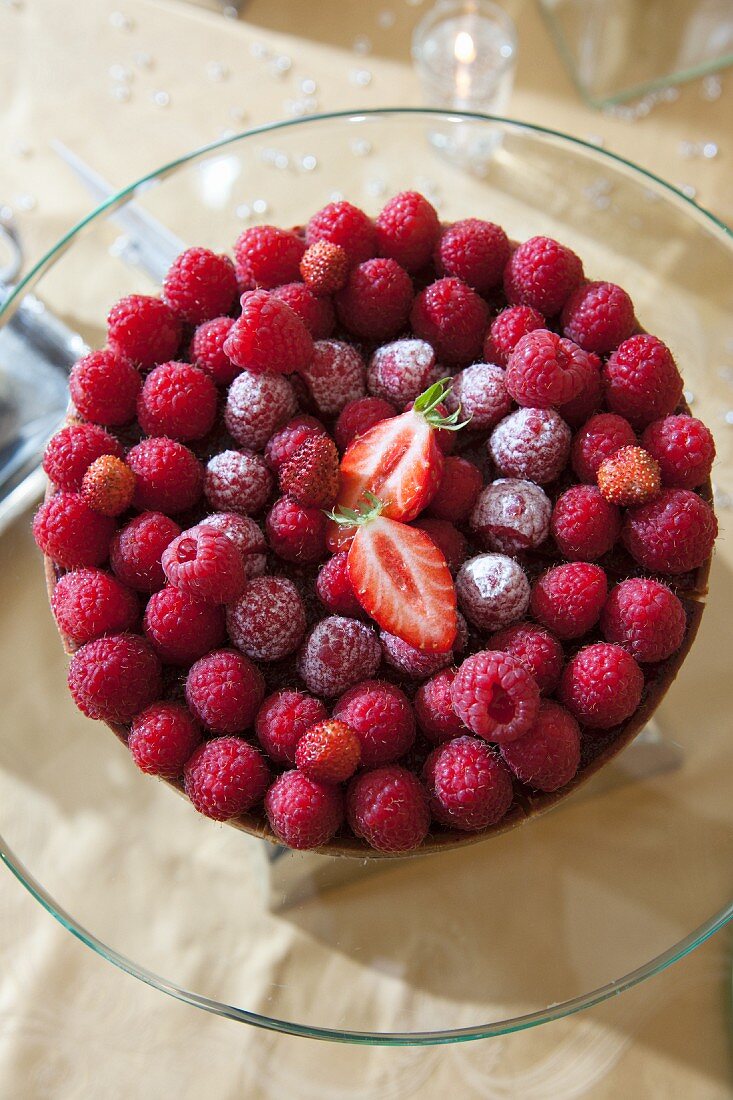 Raspberry tart with forest fruits