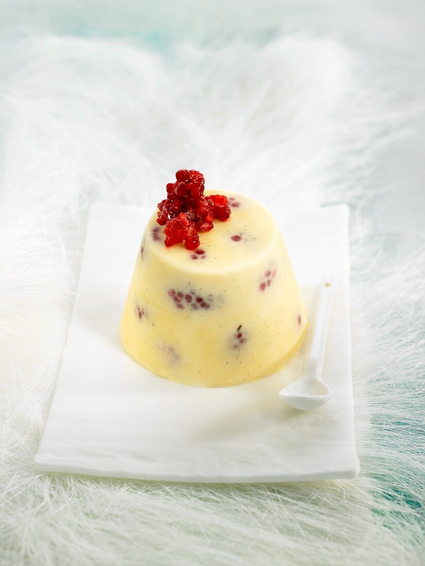 White chocolate parfait with raspberries