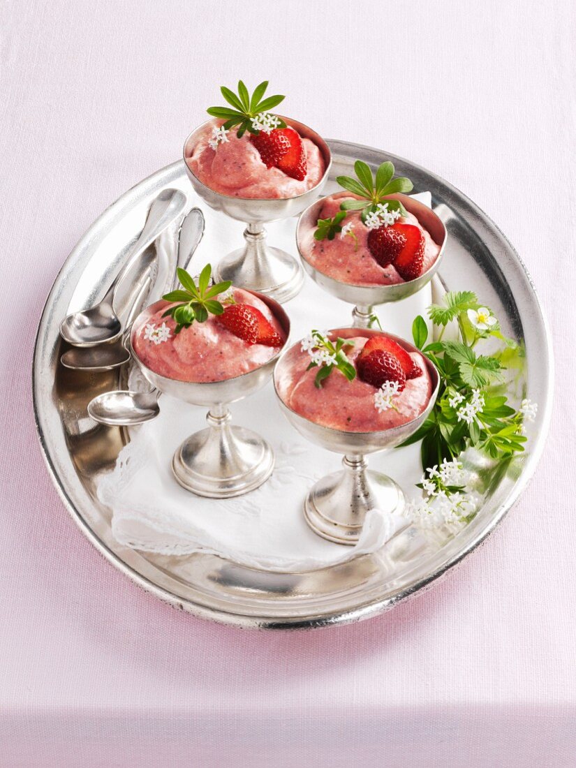 Strawberry and woodruff mousse