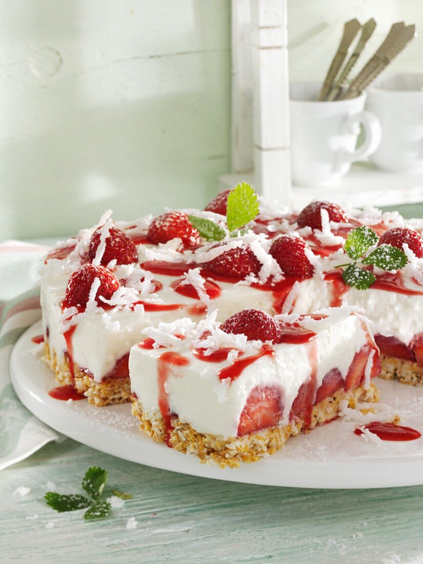 Coconut and strawberry cake