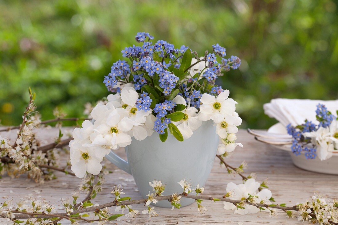 A small bunch of forget-me-not and garden jasmine