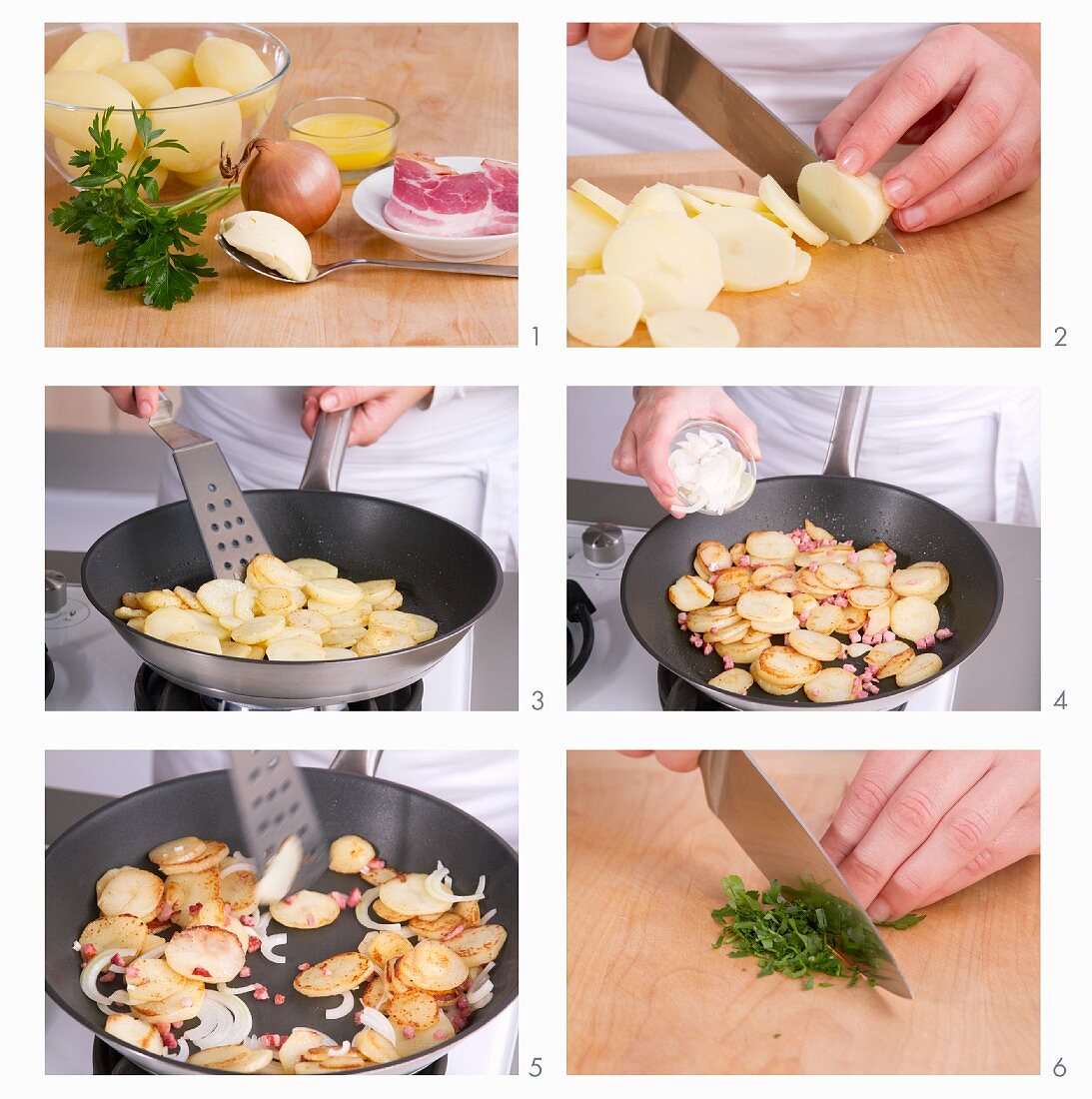 Fried potatoes being made