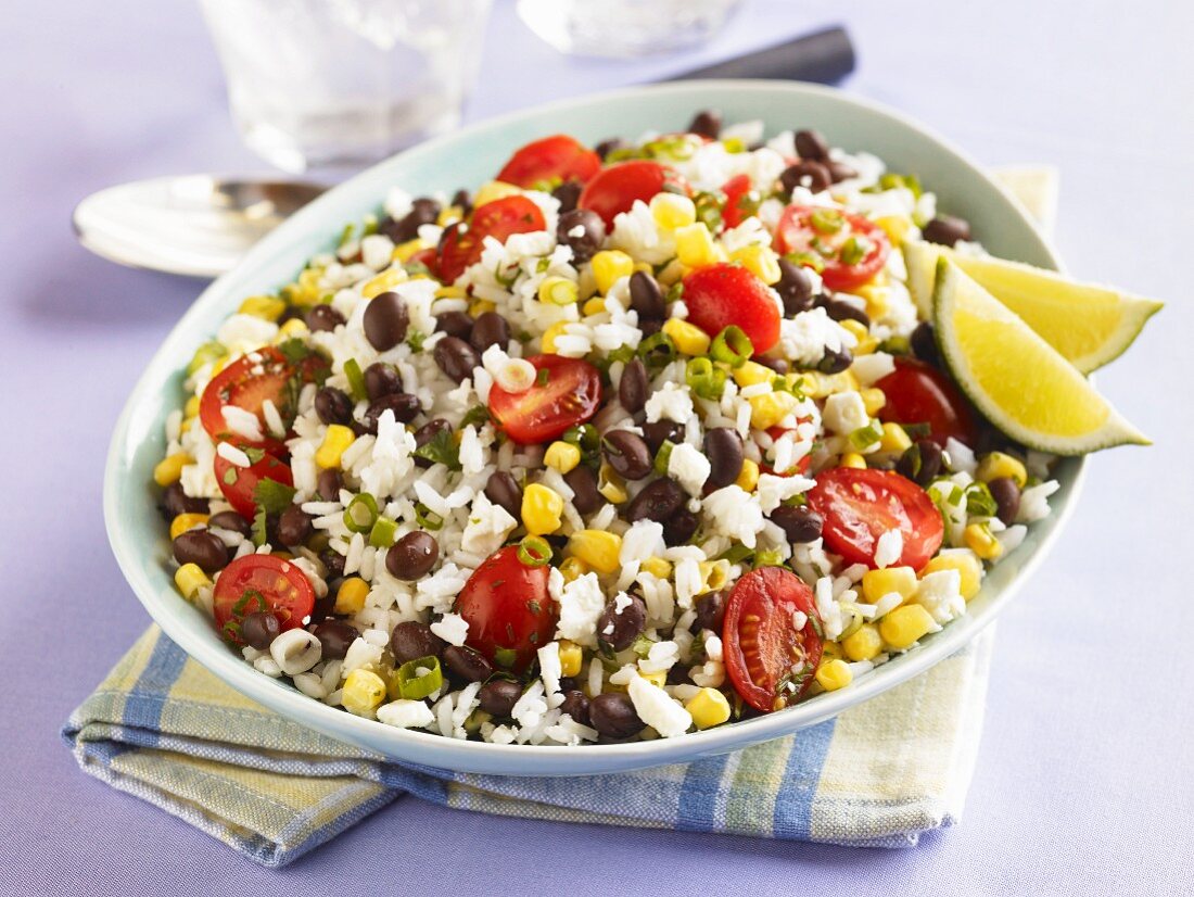 Southwestern Rice Salad with Black Beans, Corn and Tomatoes