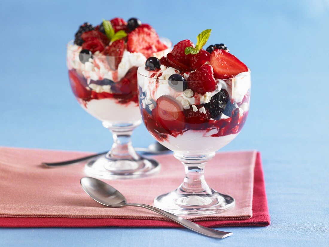 Two Berry Parfaits with Spoons