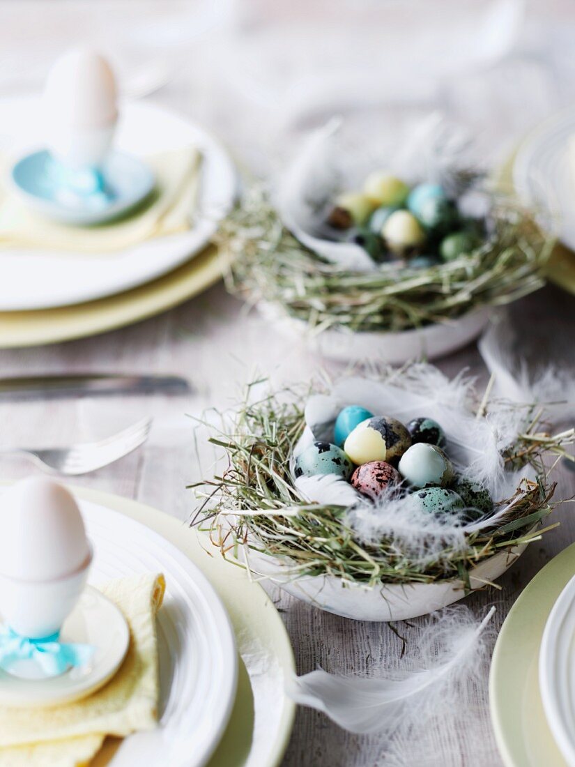 A table laid for Easter breakfast