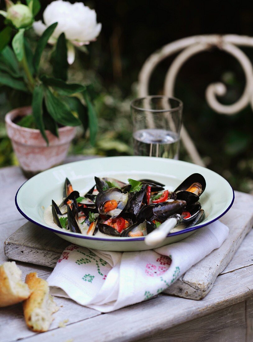 Steamed mussels