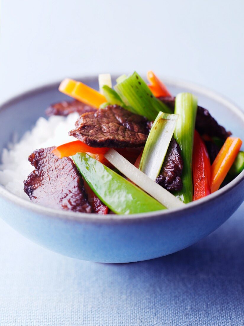 Lamb with vegetables and rice