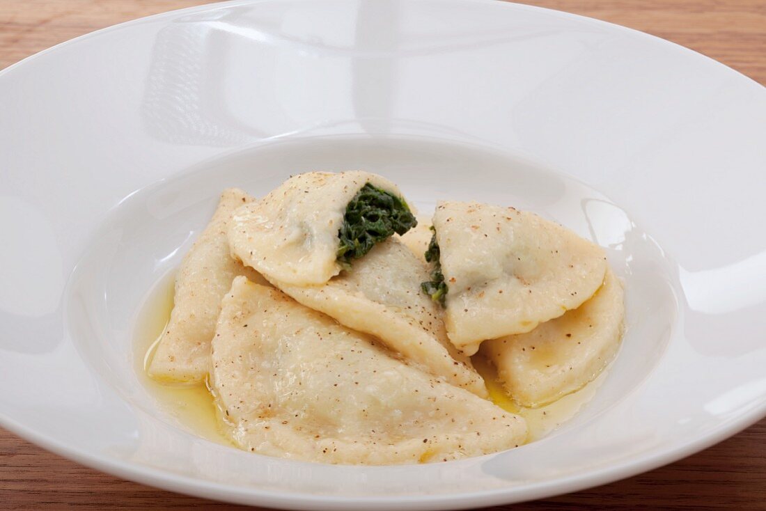 Potato ravioli filled with spinach, South Tyrol, Italy
