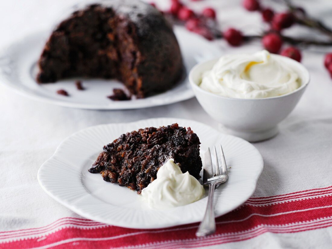 Christmas pudding mit Custard cream