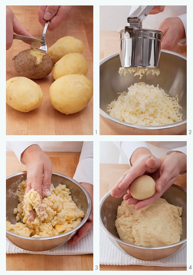 Kartoffelknödel aus gekochten Kartoffeln herstellen