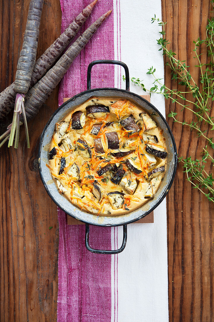 Aubergine and carrot bake