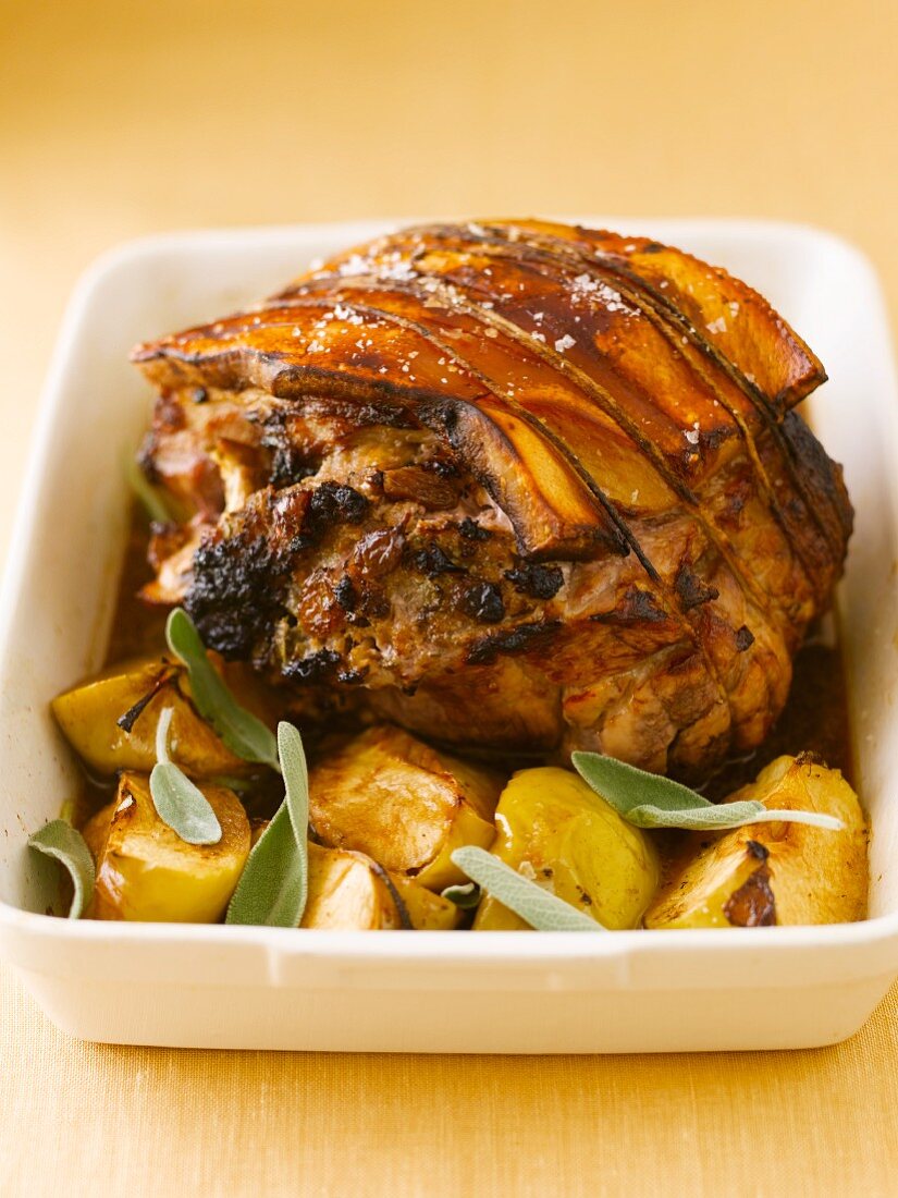 Roast pork with potatoes and sage