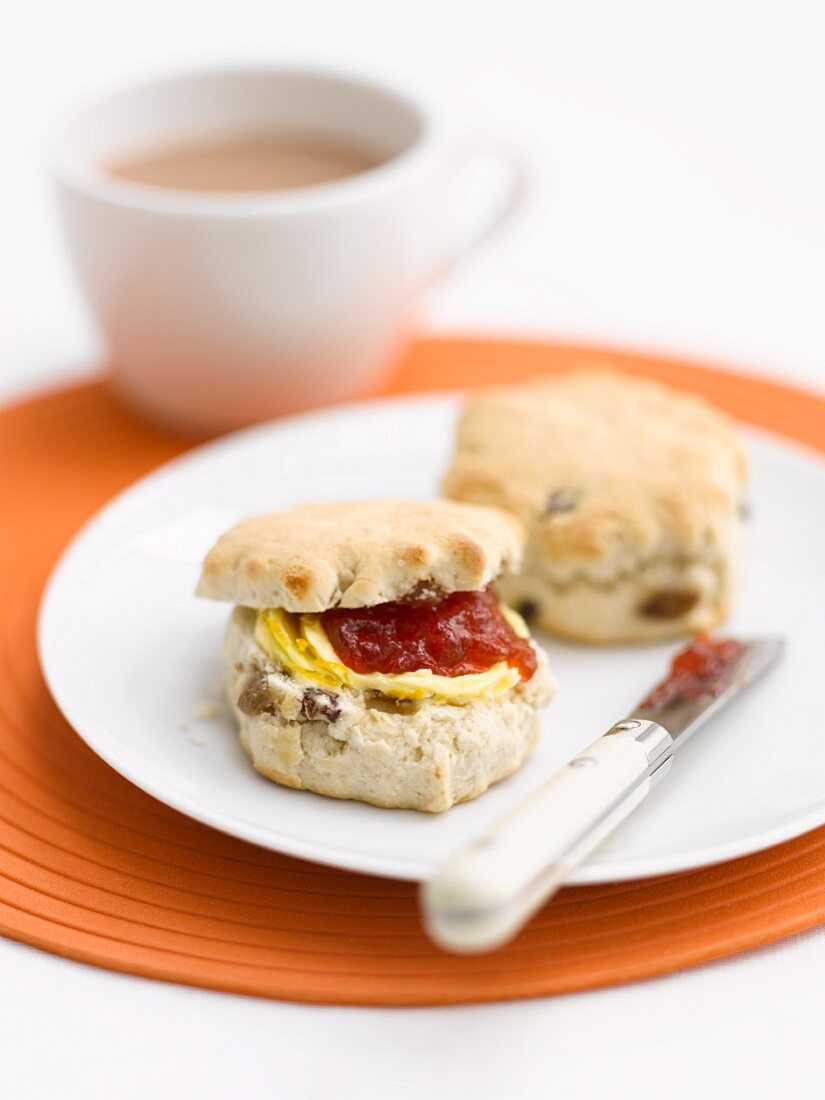 Scones with jam and a cup of tea