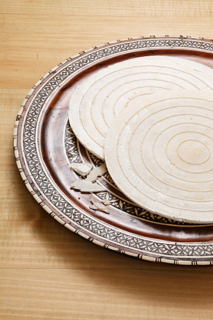 A wafer on an oriental plate