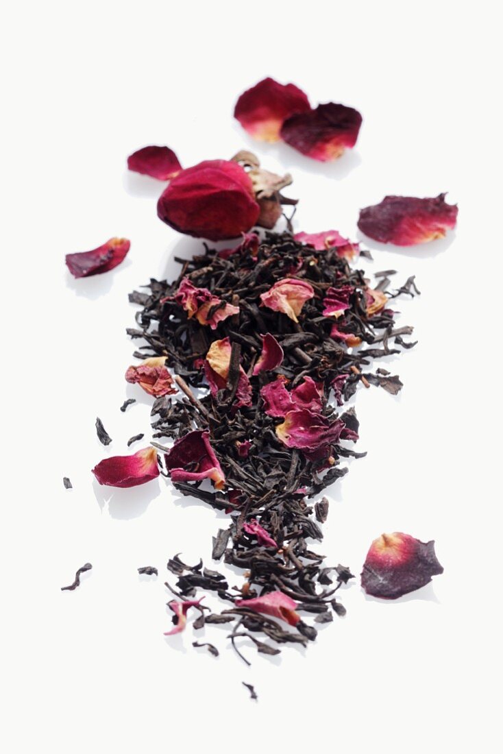 Dried rose tea leaves