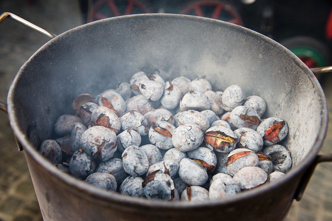 Roasted chestnuts with salt