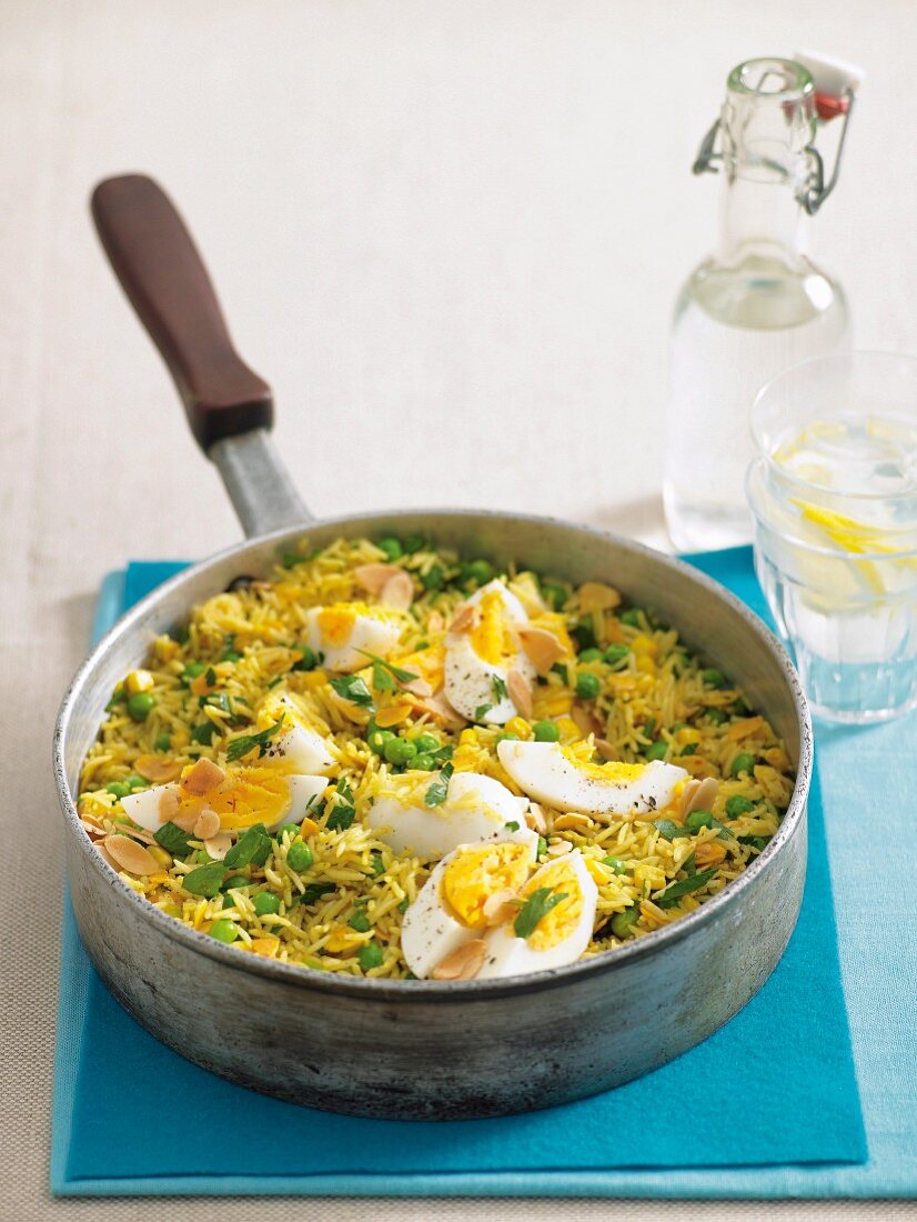 Vegetable kedgeree (Anglo-Indian rice dish with boiled eggs)