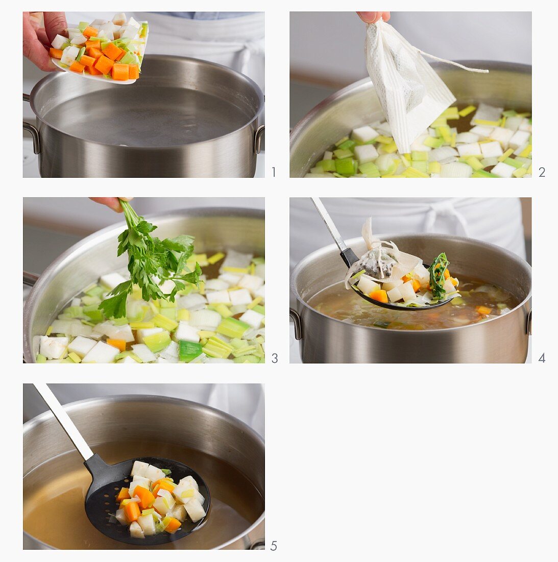 Vegetable stock being made