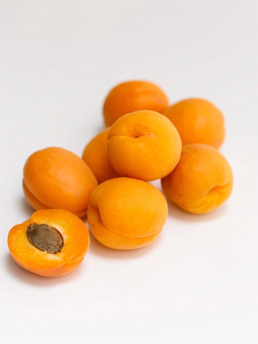 Apricots, one halved