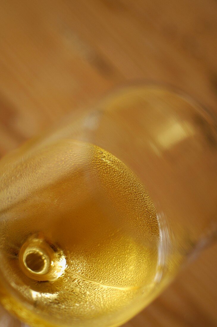 A glass of cold white wine